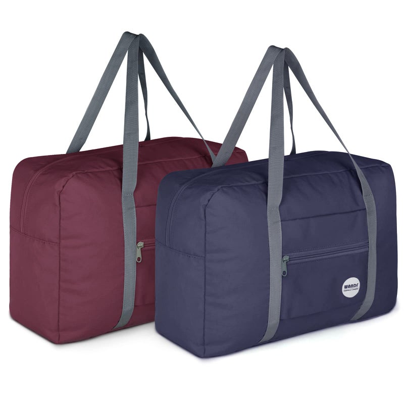 WANDF For Spirit Airlines Personal Item Bag 18x14x8 Travel Duffel Bag Underseat Foldable Carry-on Luggage for Womenï¼ˆF.-Blue+Redï¼‰ - Image 1